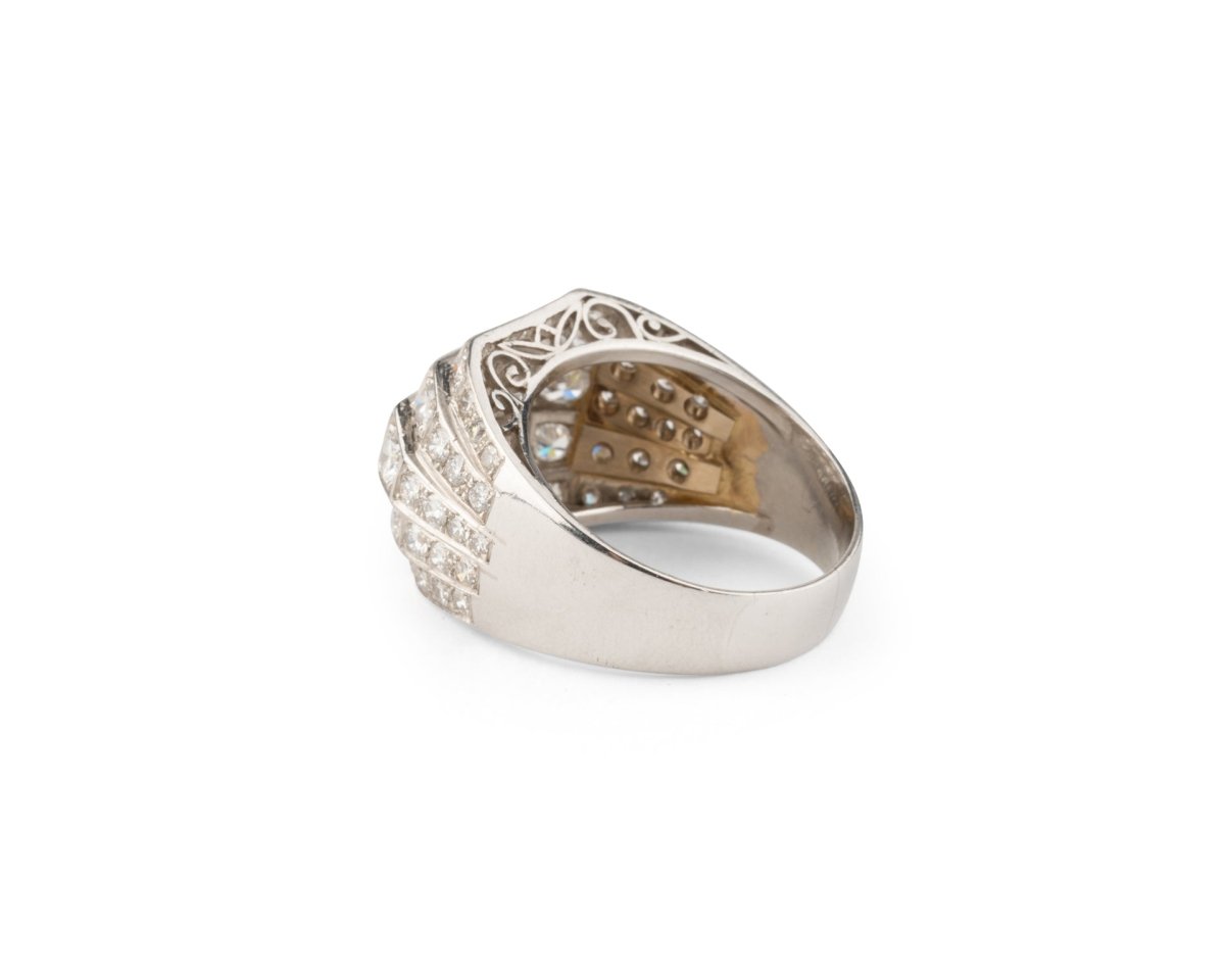 Bague Chevalière en platine et diamants - Castafiore