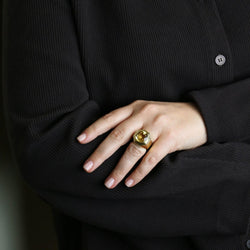 Bague Chevalière FRED en or jaune et citrine - Castafiore