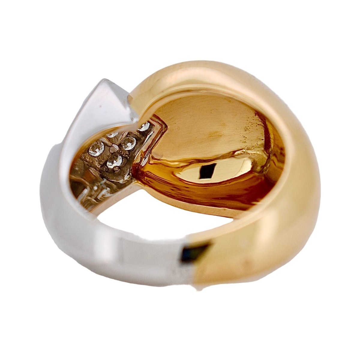 Bague Chevalière FRED en or jaune, or blanc et diamants - Castafiore