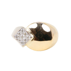 Bague Chevalière FRED en or jaune, or blanc et diamants - Castafiore