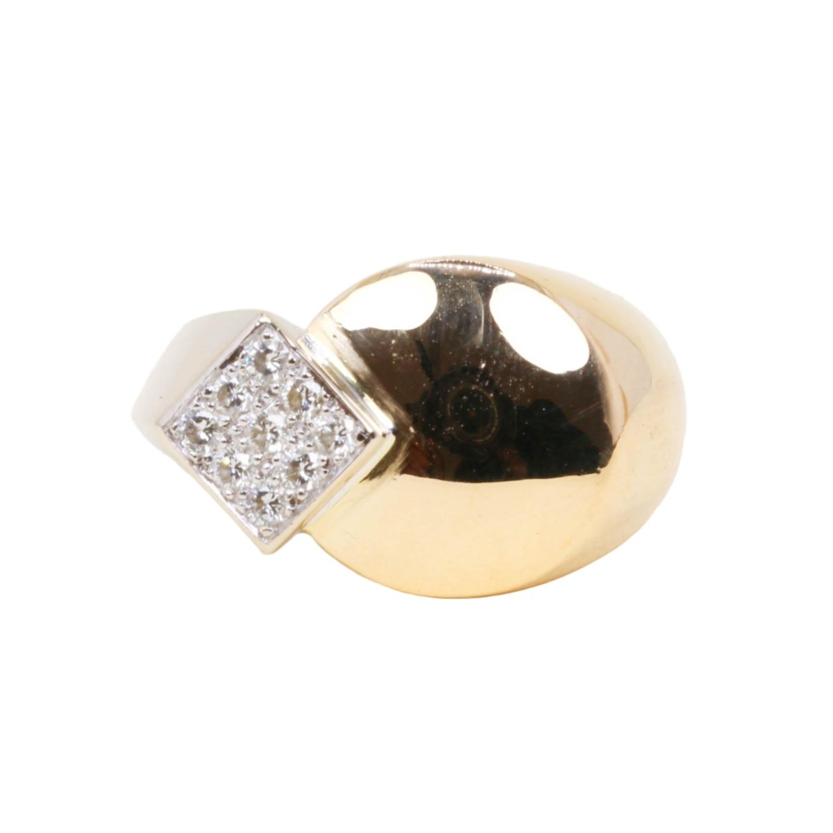 Bague Chevalière FRED en or jaune, or blanc et diamants - Castafiore