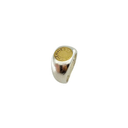 Bague Chevalière HERMÈS "Clou de selle" en argent et or jaune - Castafiore