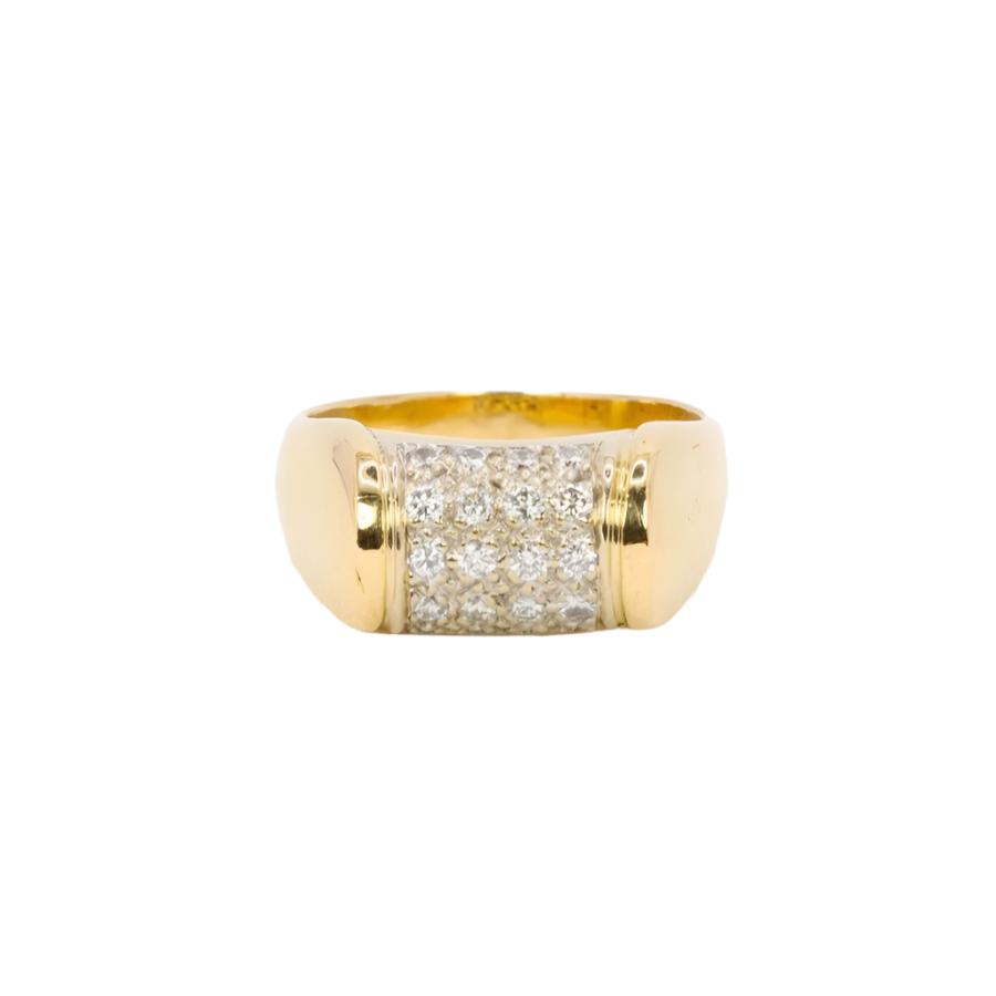 Bague chevalière or jaune diamants 0,4 ct - Castafiore