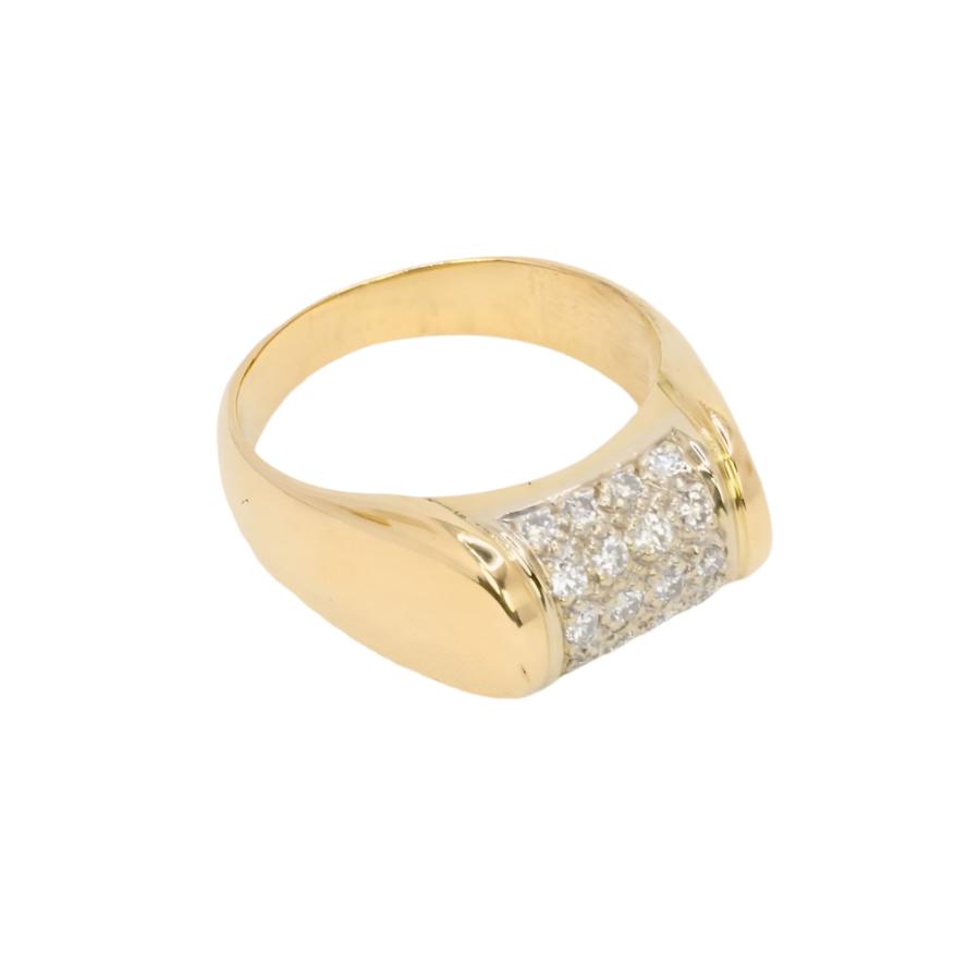 Bague chevalière or jaune diamants 0,4 ct - Castafiore