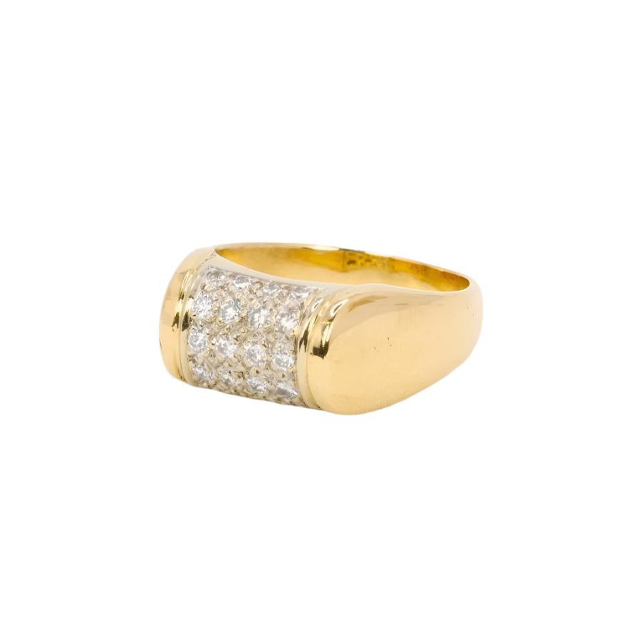 Bague chevalière or jaune diamants 0,4 ct - Castafiore