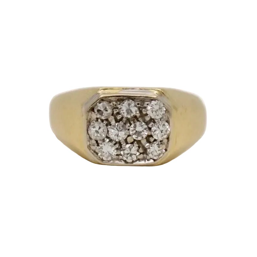 Bague chevalière pavage en or jaune et diamants - Castafiore