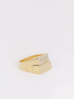 Bague chevalière vintage en or et diamants - Castafiore