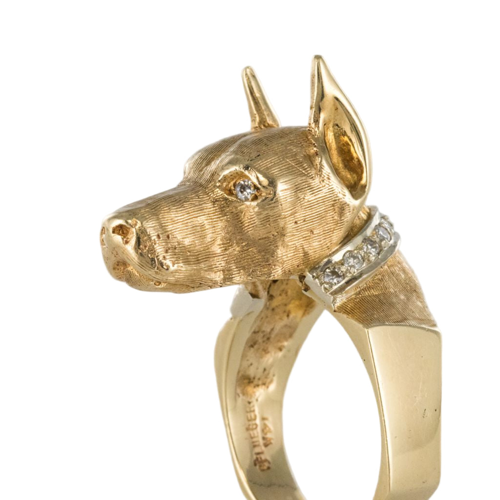 Bague chien et son collier diamants - Castafiore