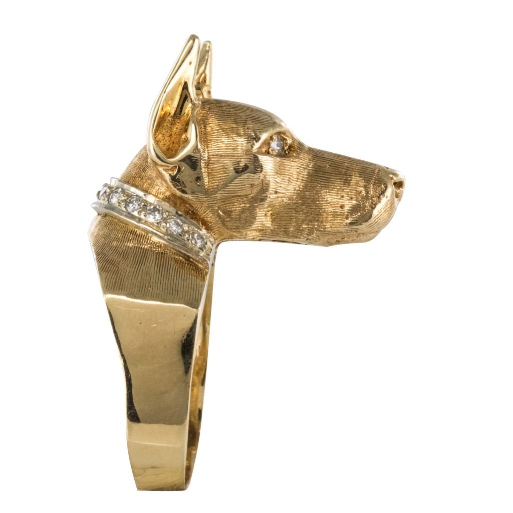 Bague chien et son collier diamants - Castafiore