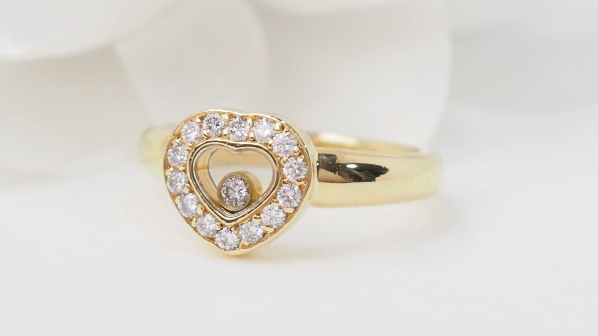 Bague CHOPARD Happy Diamonds motif cœur en or jaune et diamants - Castafiore