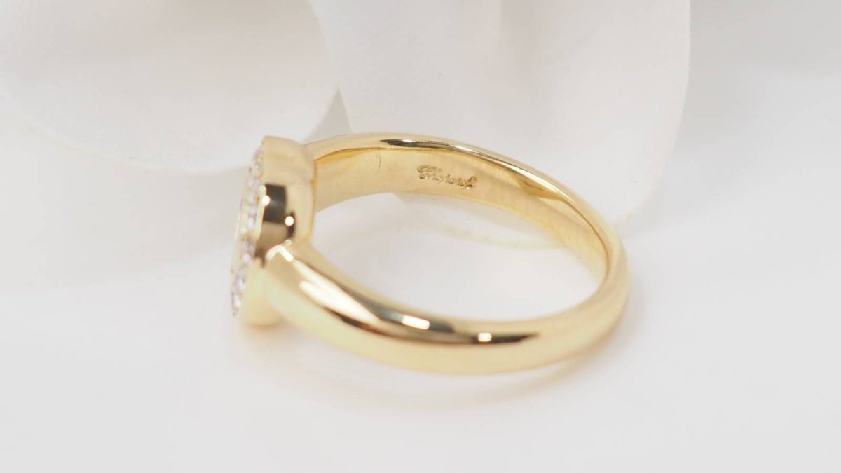 Bague CHOPARD Happy Diamonds motif cœur en or jaune et diamants - Castafiore