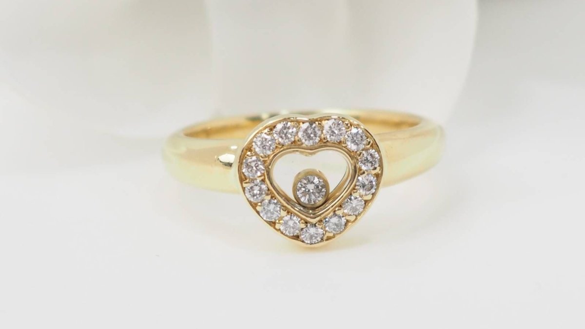 Bague CHOPARD Happy Diamonds motif cœur en or jaune et diamants - Castafiore