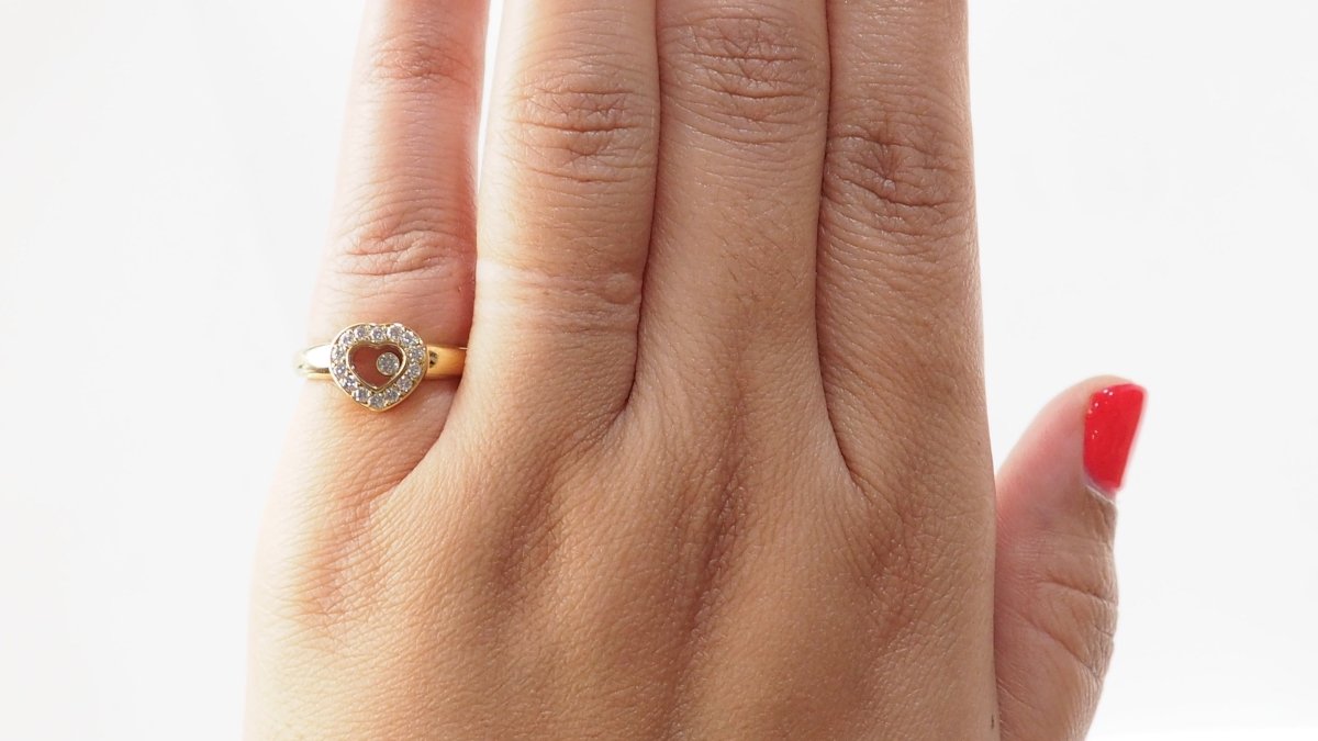 Bague CHOPARD Happy Diamonds motif cœur en or jaune et diamants - Castafiore