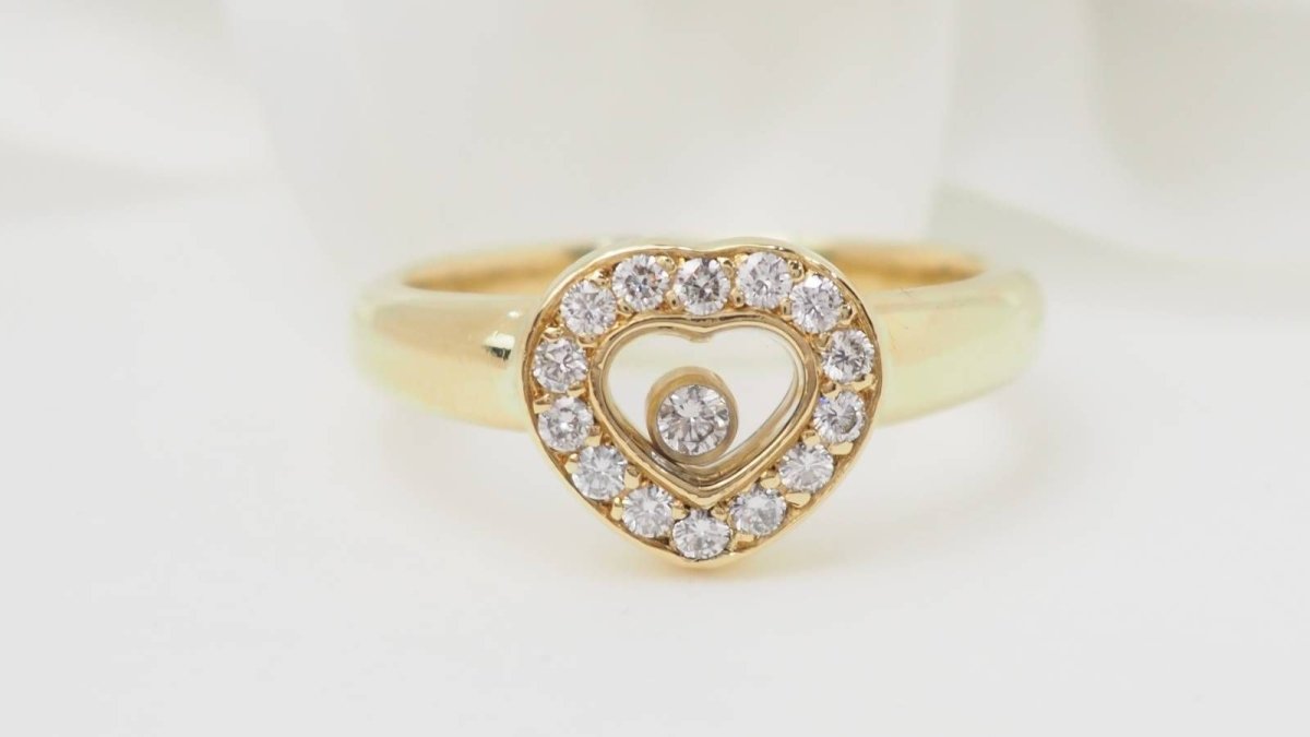Bague CHOPARD Happy Diamonds motif cœur en or jaune et diamants - Castafiore