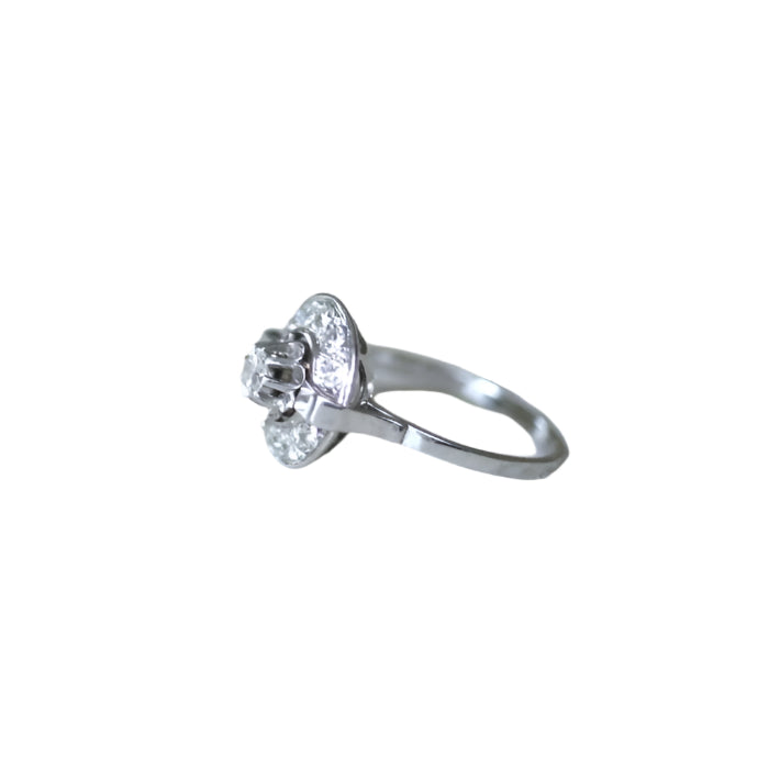 Bague Cible Art Deco Diamant Or Blanc et Platine - Castafiore