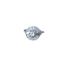 Bague Cible Art Deco Diamant Or Blanc et Platine - Castafiore