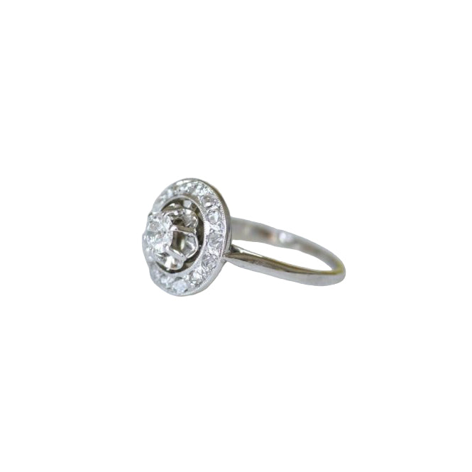 Bague Cible Art Deco Diamants sur Platine et Or blanc - Castafiore
