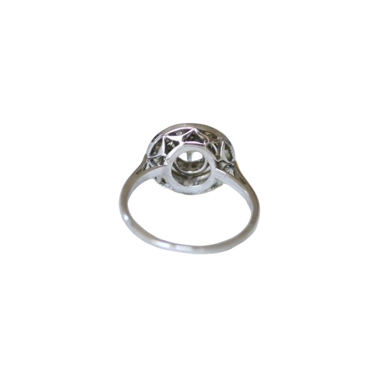Bague Cible Art Deco Diamants sur Platine et Or blanc - Castafiore