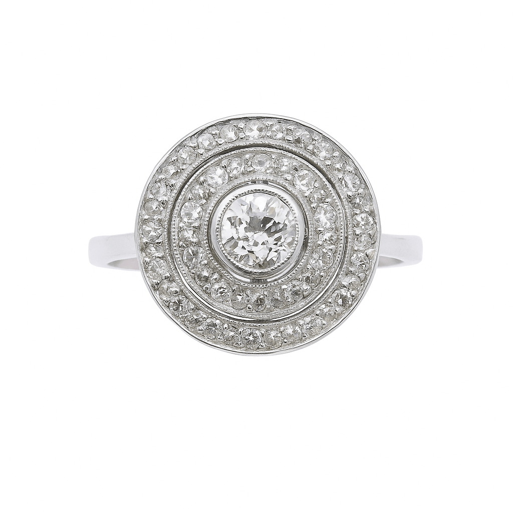 Bague Cible Art déco en platine et diamants - Castafiore