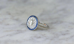 Bague Cible Art Deco Saphirs et Diamants - Castafiore