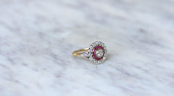 Bague Cible Belle Epoque Diamants et Rubis Calibrés - Castafiore