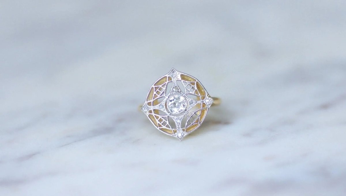 Bague cible diamant Belle Epoque - Castafiore