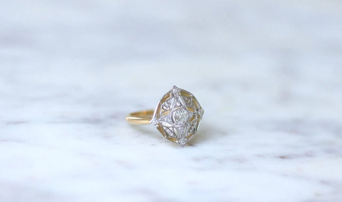 Bague cible diamant Belle Epoque - Castafiore