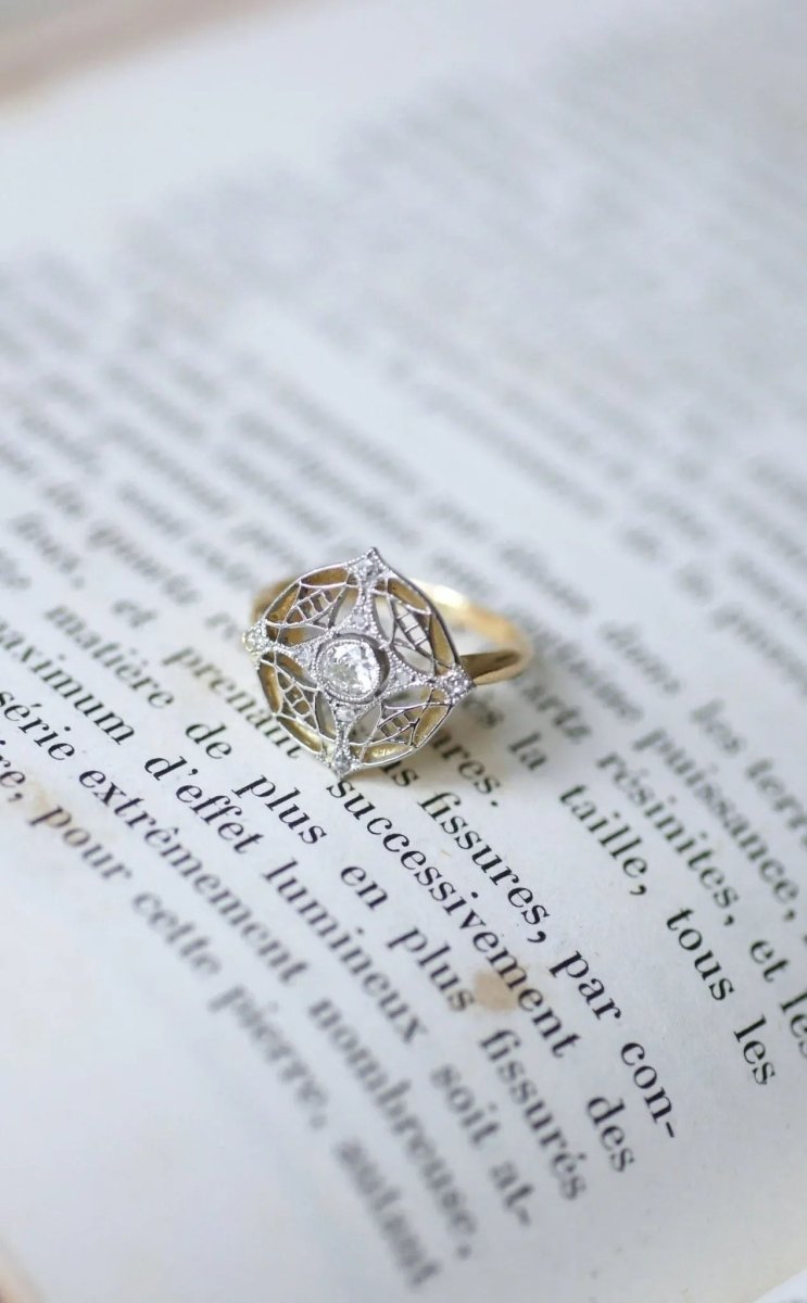 Bague cible diamant Belle Epoque - Castafiore