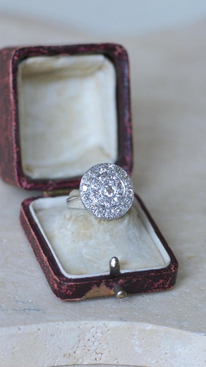 Bague Cible Ronde Art Deco Diamants 1,60 Cts - Castafiore