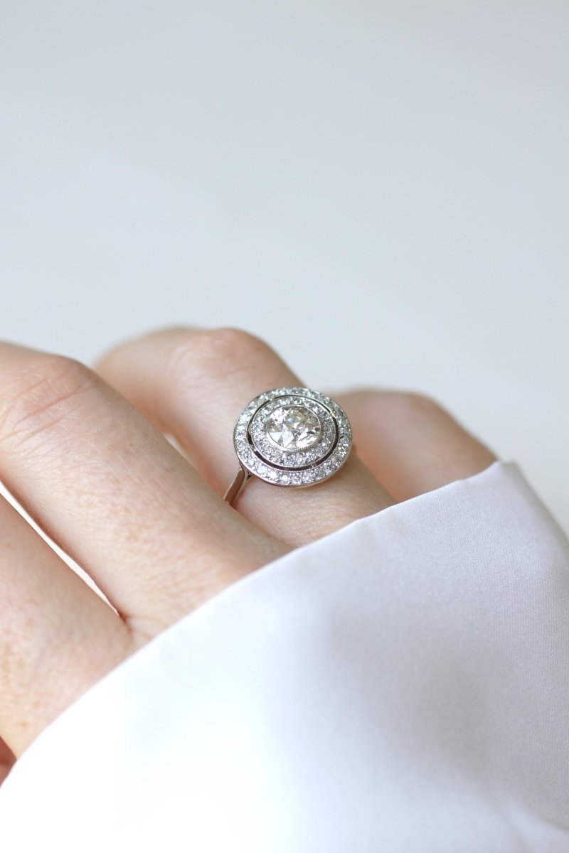 Bague Cible Ronde Art Deco Diamants 1,97 Cts - Castafiore