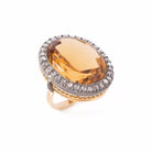 Bague Citrine Diamants Taille Rose en Or et Argent - Castafiore