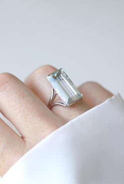 Bague Cocktail Aigue Marine 8,00 Cts sur Or Blanc - Castafiore