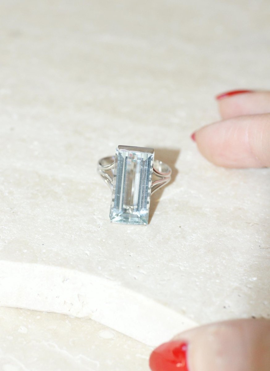 Bague Cocktail Aigue Marine 8,00 Cts sur Or Blanc - Castafiore