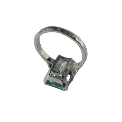 Bague Cocktail Aigue - marine rectangulaire 7 carats Platine - Castafiore