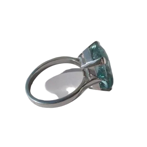 Bague Cocktail Aigue - marine rectangulaire 7 carats Platine - Castafiore