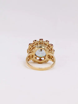 Bague cocktail aigue marine rubis - Castafiore