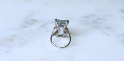 Bague Cocktail Art Déco Aigue Marine & Diamants - Castafiore