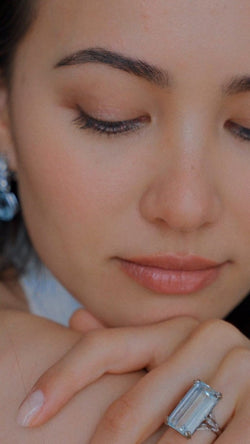 Bague Cocktail Art Déco Aigue Marine & Diamants - Castafiore