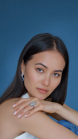 Bague Cocktail Art Déco Aigue Marine & Diamants - Castafiore