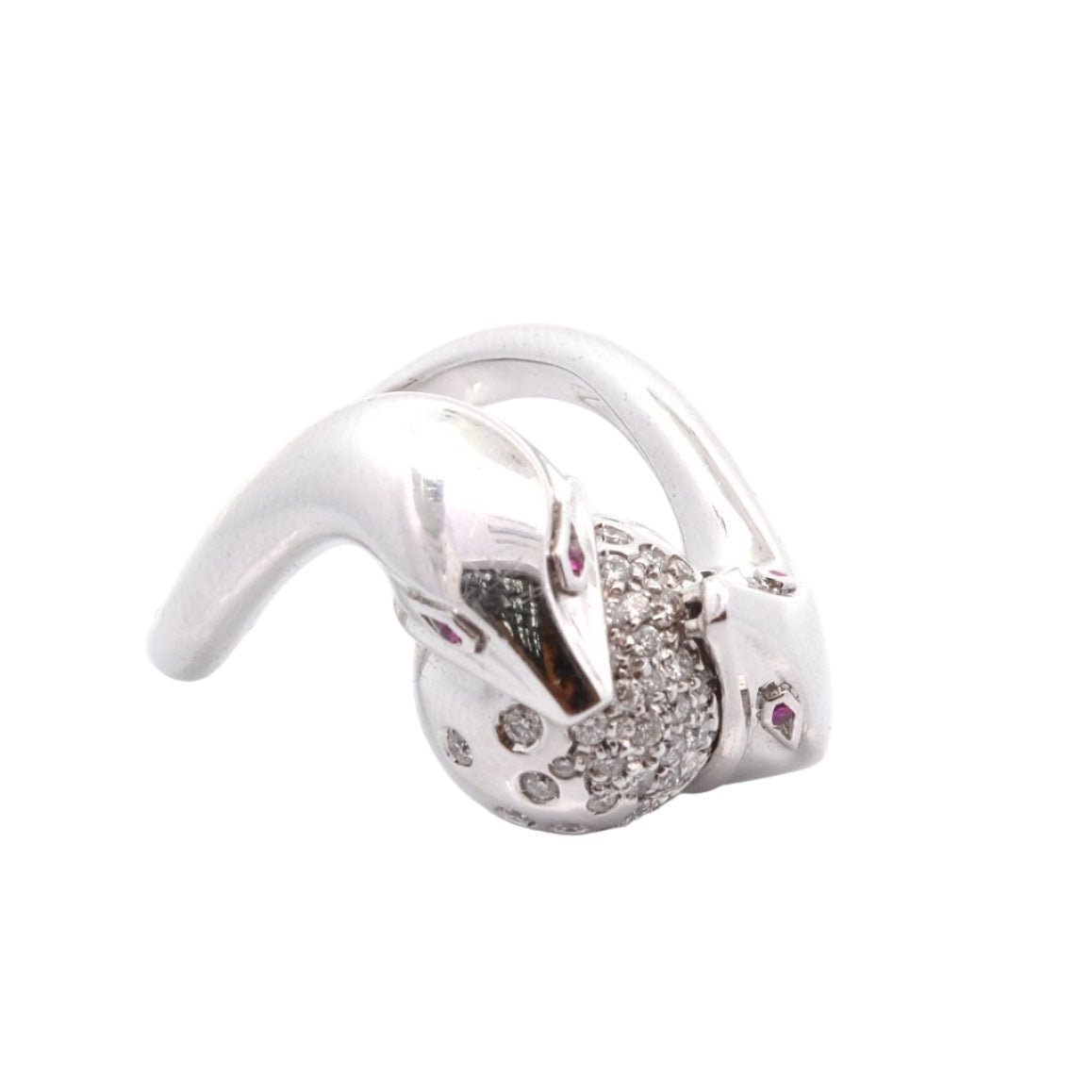 Bague Cocktail BOUCHERON en or blanc, rubis et diamants - Castafiore