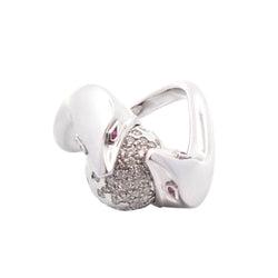Bague Cocktail BOUCHERON en or blanc, rubis et diamants - Castafiore