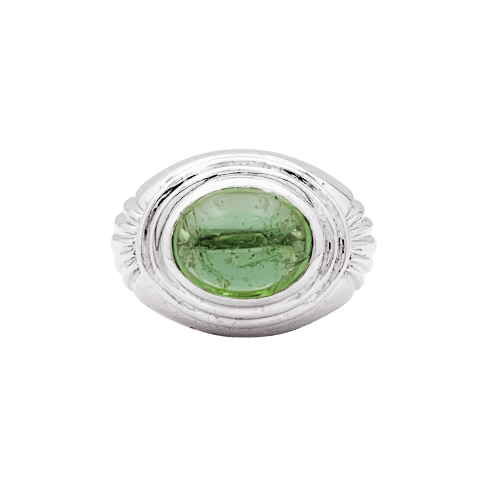 Bague Cocktail BOUCHERON "Jaïpur" en or blanc et tourmaline verte - Castafiore