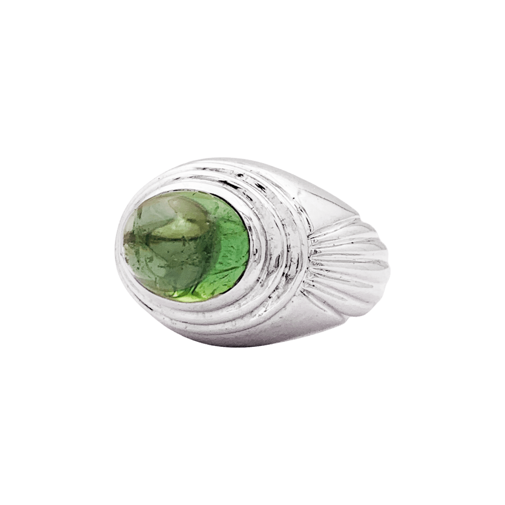 Bague Cocktail BOUCHERON "Jaïpur" en or blanc et tourmaline verte - Castafiore