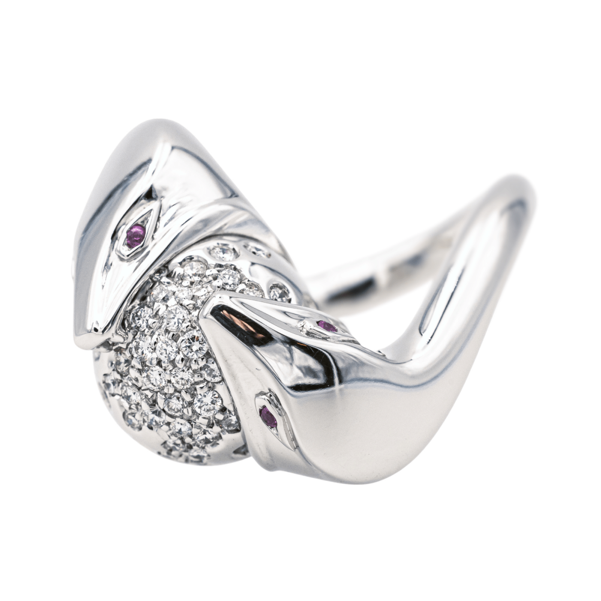 Bague Cocktail BOUCHERON "Trouble" or blanc, rubis et diamants - Castafiore