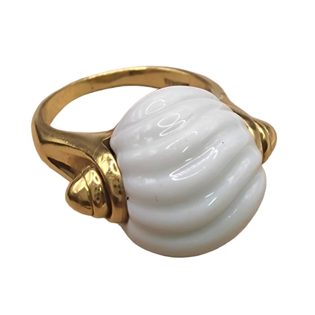 Bague Cocktail BULGARI "Chandra" en or jaune et porcelaine - Castafiore