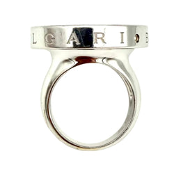 Bague Cocktail BULGARI "Optical" en or blanc, acier, onyx et diamants - Castafiore