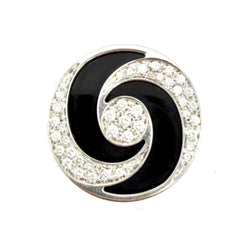 Bague Cocktail BULGARI "Optical" en or blanc, acier, onyx et diamants - Castafiore