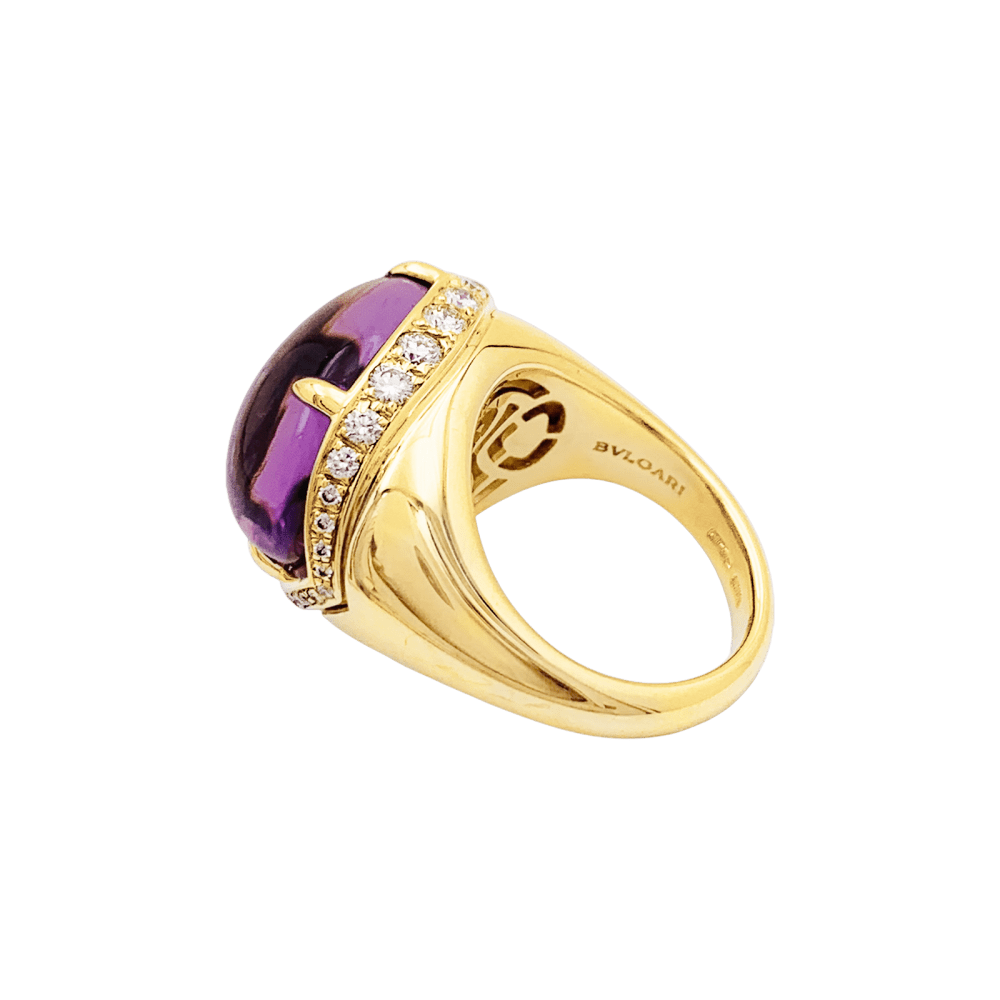 Bague Cocktail BULGARI "Sassi Mediterranean Eden" en or jaune, améthyste et diamants - Castafiore