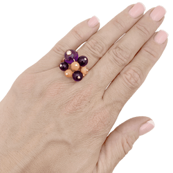 Bague Cocktail CARTIER "Délices de Goa" en or jaune, corail, améthyste et diamant - Castafiore