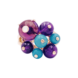 Bague Cocktail CARTIER "Délices de Goa" en or rose, améthyste, turquoise et diamant - Castafiore